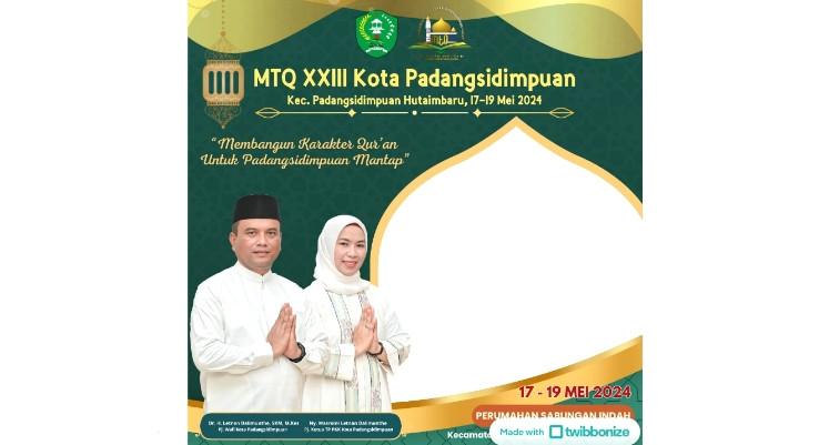 Dukung MTQ Tingkat Kota Padangsidimpuan, Berikut Link Twibbon Resminya