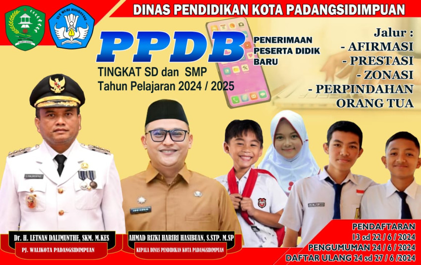 Pendaftaran Murid Baru Tingkat SD dan SMP Kota Padangsidimpuan Dibuka, ini Jalur dan Jadwalnya