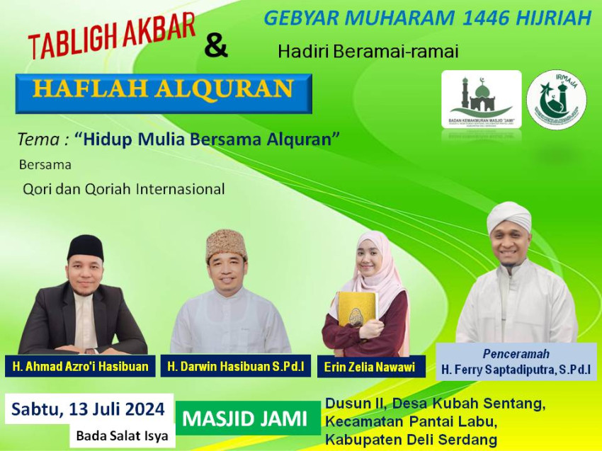 Gebyar Muharam 1446 Hijriah, Pesisir Pantailabu Hadirkan 3 Qori Internasional