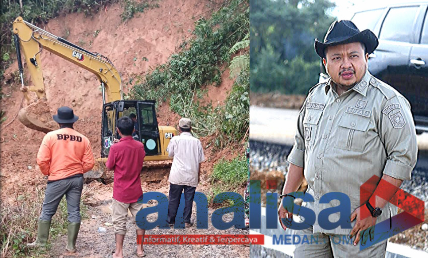 Ini Baru Paten Udak! Dengar Kabar Ada Jalan di Sipirok Longsor, Bupati Dolly Langsung Turunkan Alat Berat