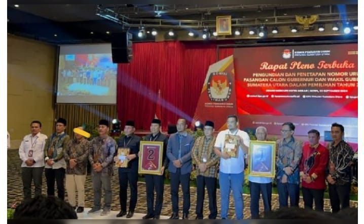 KPU Sumut Tetapkan Nomor Urut Paslon Gubernur, Bobby-Surya Nomo1, Edy-Hasan Nomor 2
