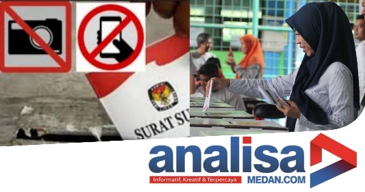 Ingat! Dilarang Bawa HP Saat Nyoblos Ke Bilik Suara. Sanksi Pidana Penjara 1 Tahun Dan Denda Rp.12 Juta