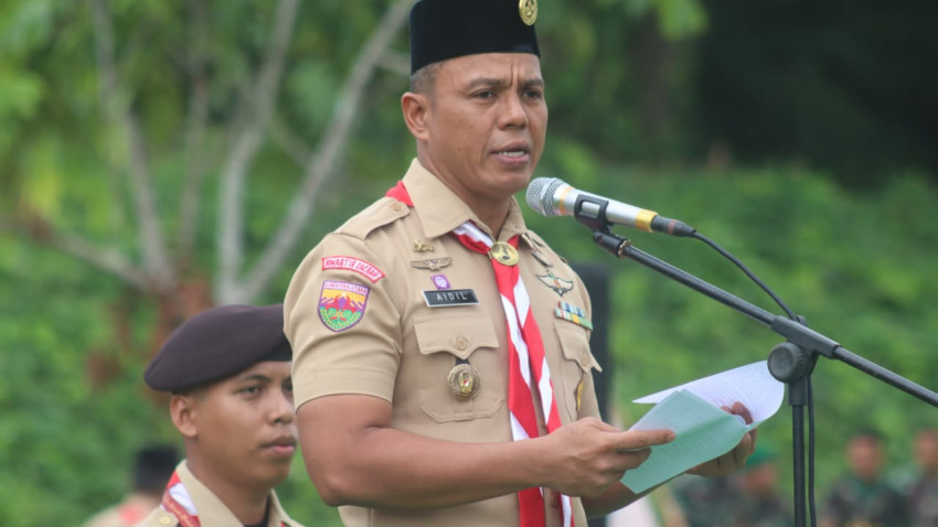 DANBRIGIF 7/RR Pimpin Upacara Pembukaan Kemah Bela Negara Pramuka Sumut