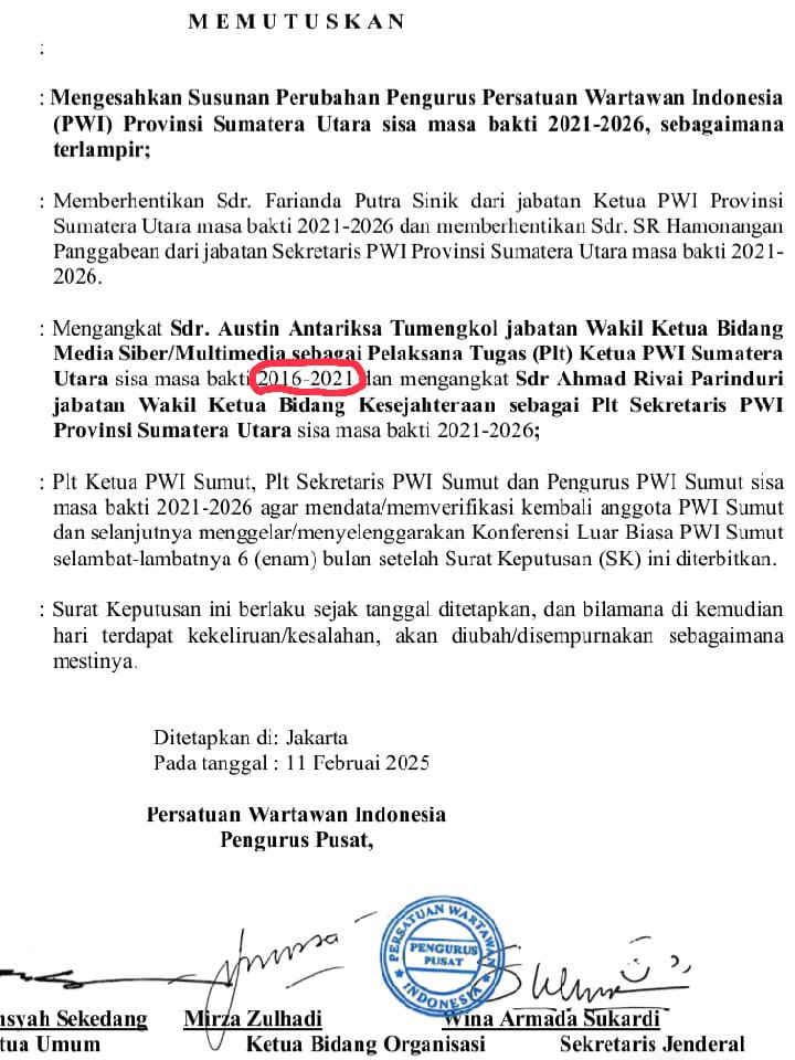 Surat Keputusan Zulmansyah Abal-Abal, Farianda : Jangan Obok-obok PWI Sumut