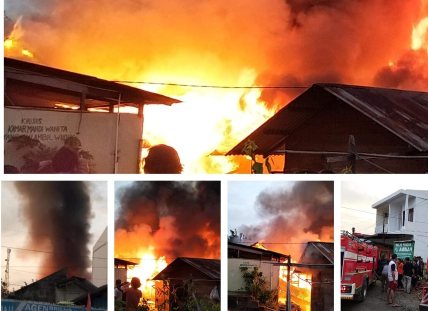 Puluhan Rumah Pondok Panti Jompo Pasar Sibuhuan Terbakar