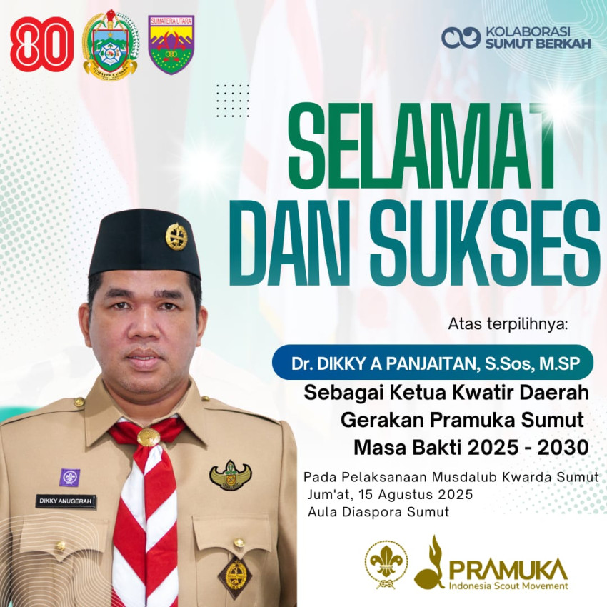 Ketua Kwarda Gerakan Pramuka Sumut Kak Dikky, Usung Visi Kolaborasi dan Kaderisasi Pemimpin Muda