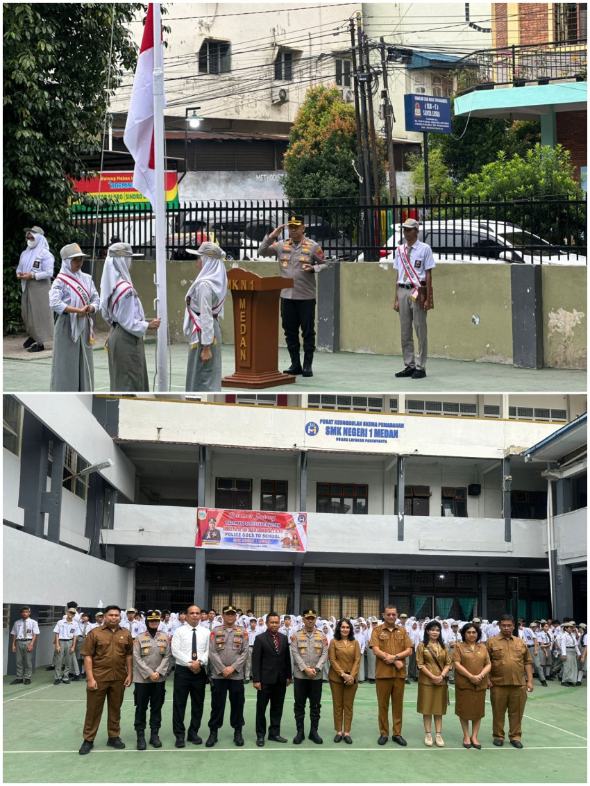 Kapolrestabes Medan Pimpin Upacara di SMK Negeri 1 Medan, Ingatkan Disiplin, Etika Digital, dan Bahaya TPPO Berkedok Magang