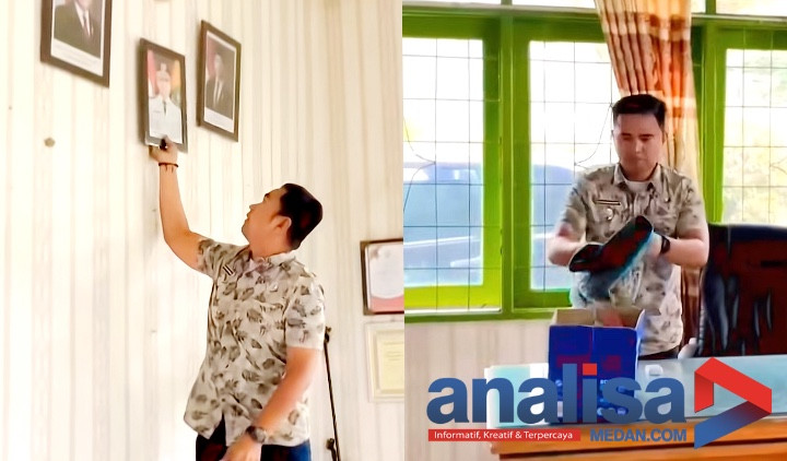 Momen Haru Sang Camat di Sidimpuan Turunkan Foto Dirinya Diruang Kerja Setelah di Bebas Tugaskan