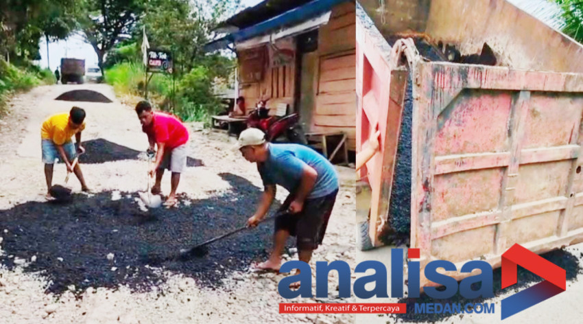 Tak Kunjung Diperbaiki, Warga Swadaya Aspal Jalan Lingkar Rimba Soping