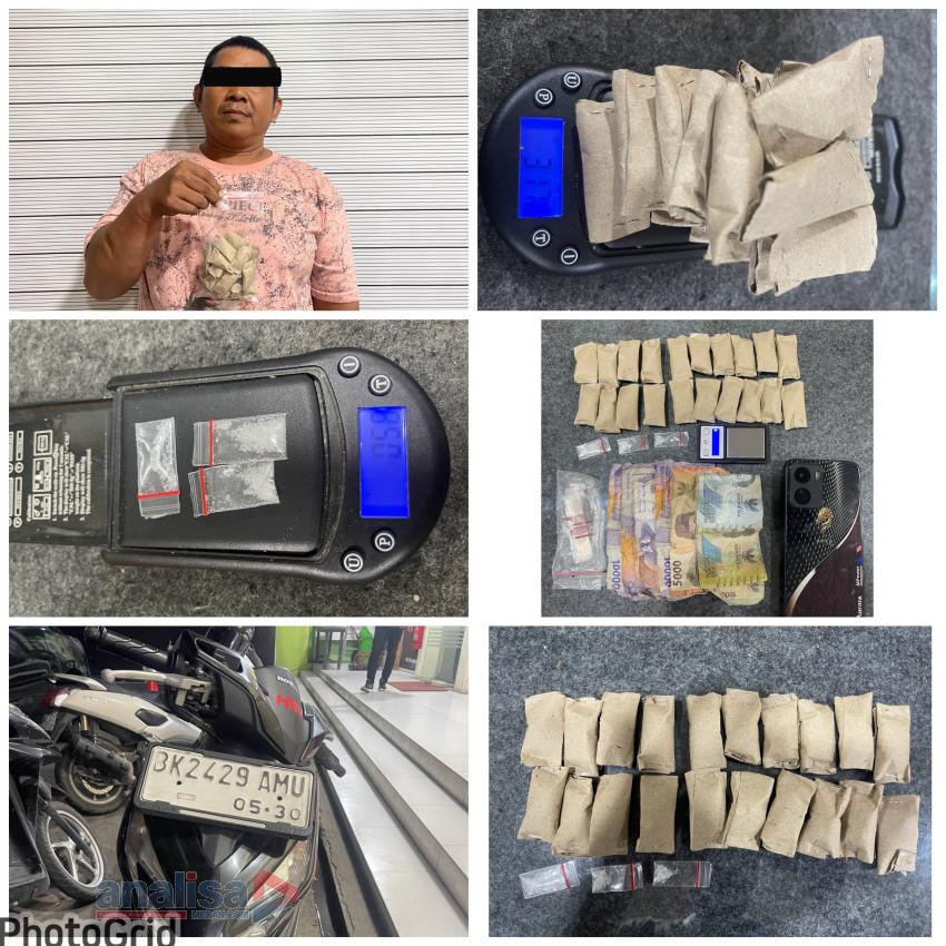 Polisi Sergap Pria di Bantaran Rel Jalan Sutomo, Sabu-Ganja Disita